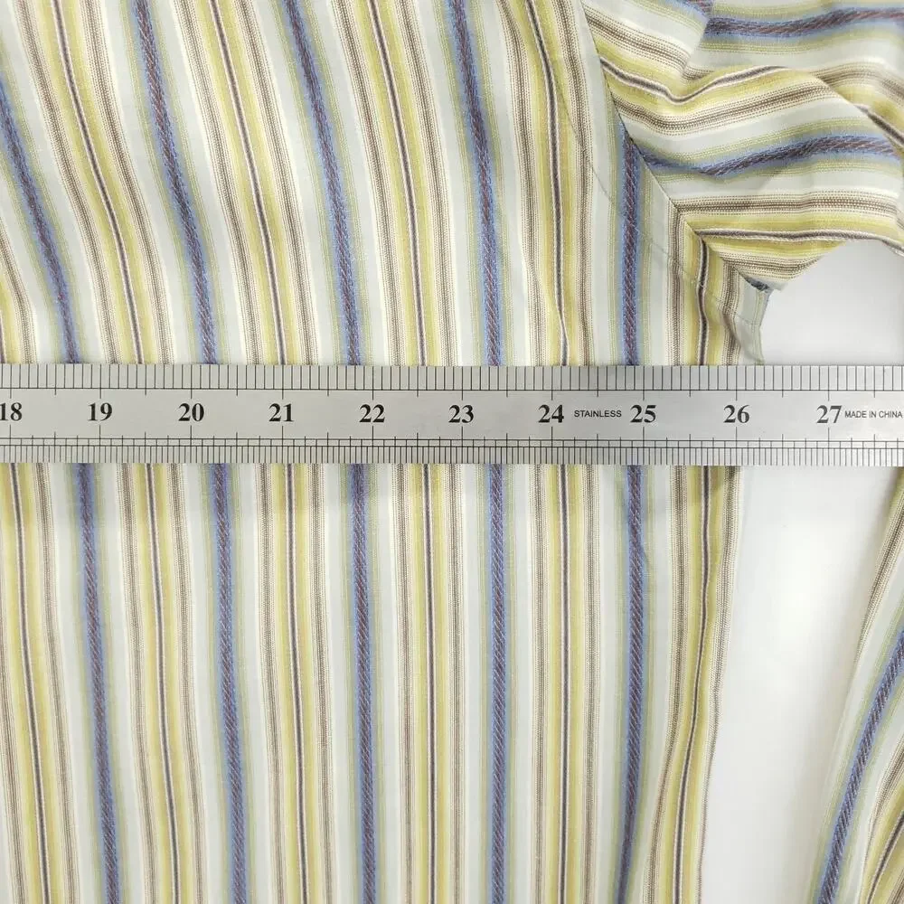 Tommy Bahama Indigo Palms Shirt Mens XL Yellow Blue Striped Cotton Button-Up